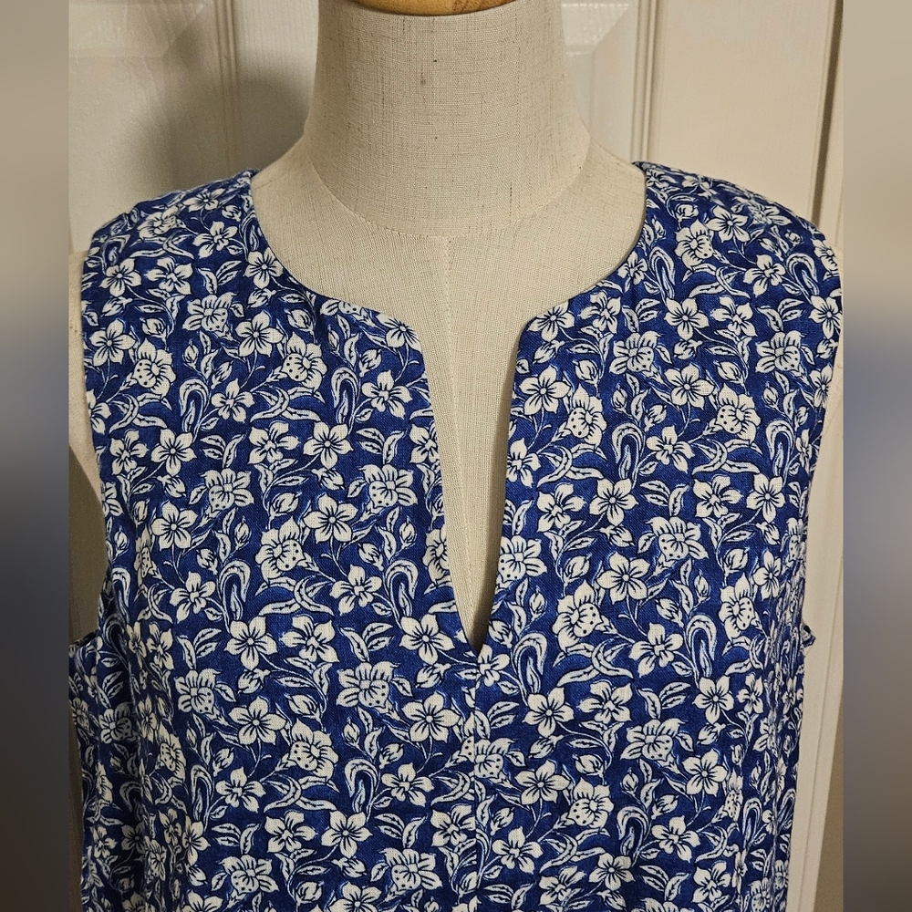 NWT J. McLaughlin Linen Rue Dress: Sleeveless: Color- Navy Blue: Size- Large - Picture 3 of 12